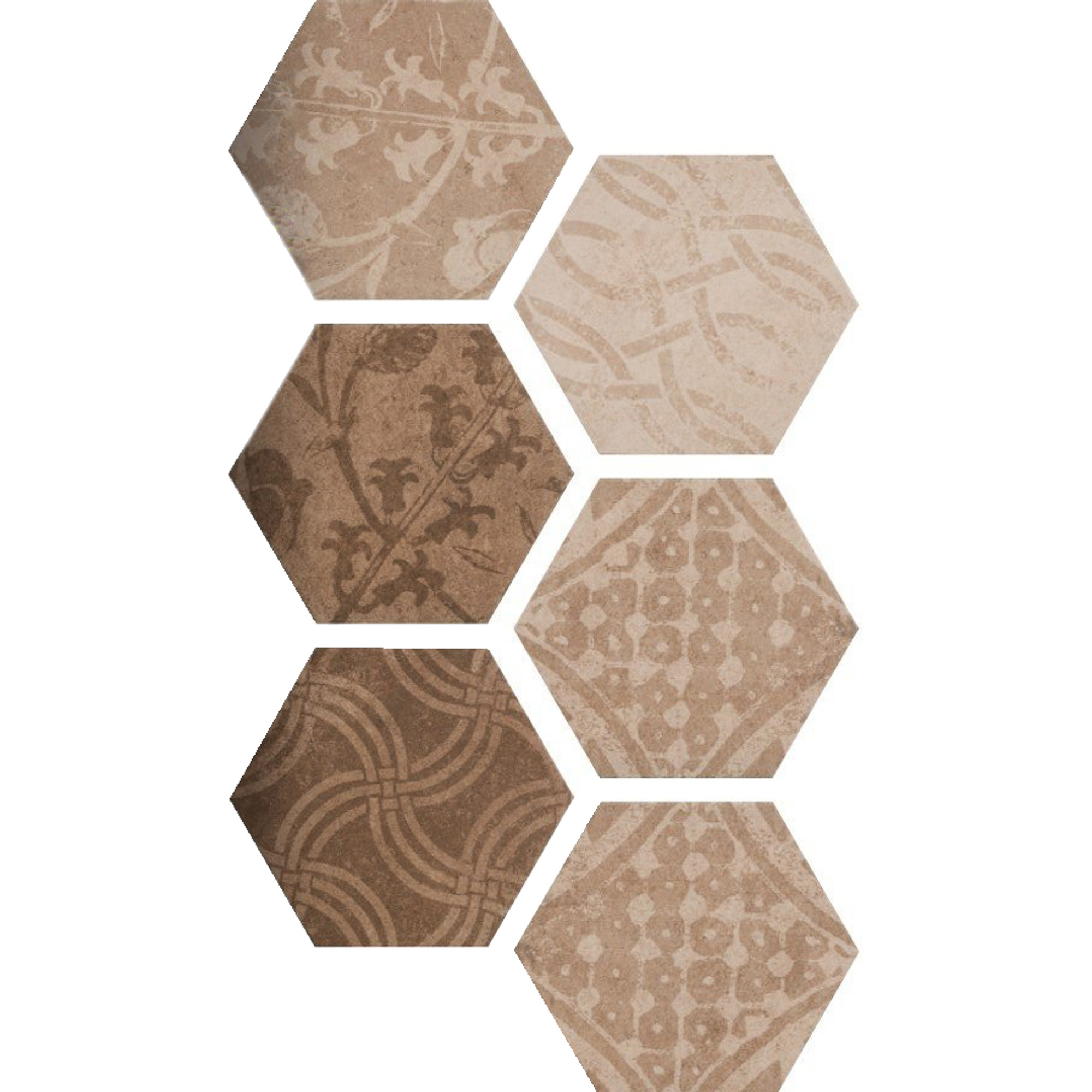 фото Плитка argenta ceramica atlas hexagon patchword warm 25x22 см 00-00000317