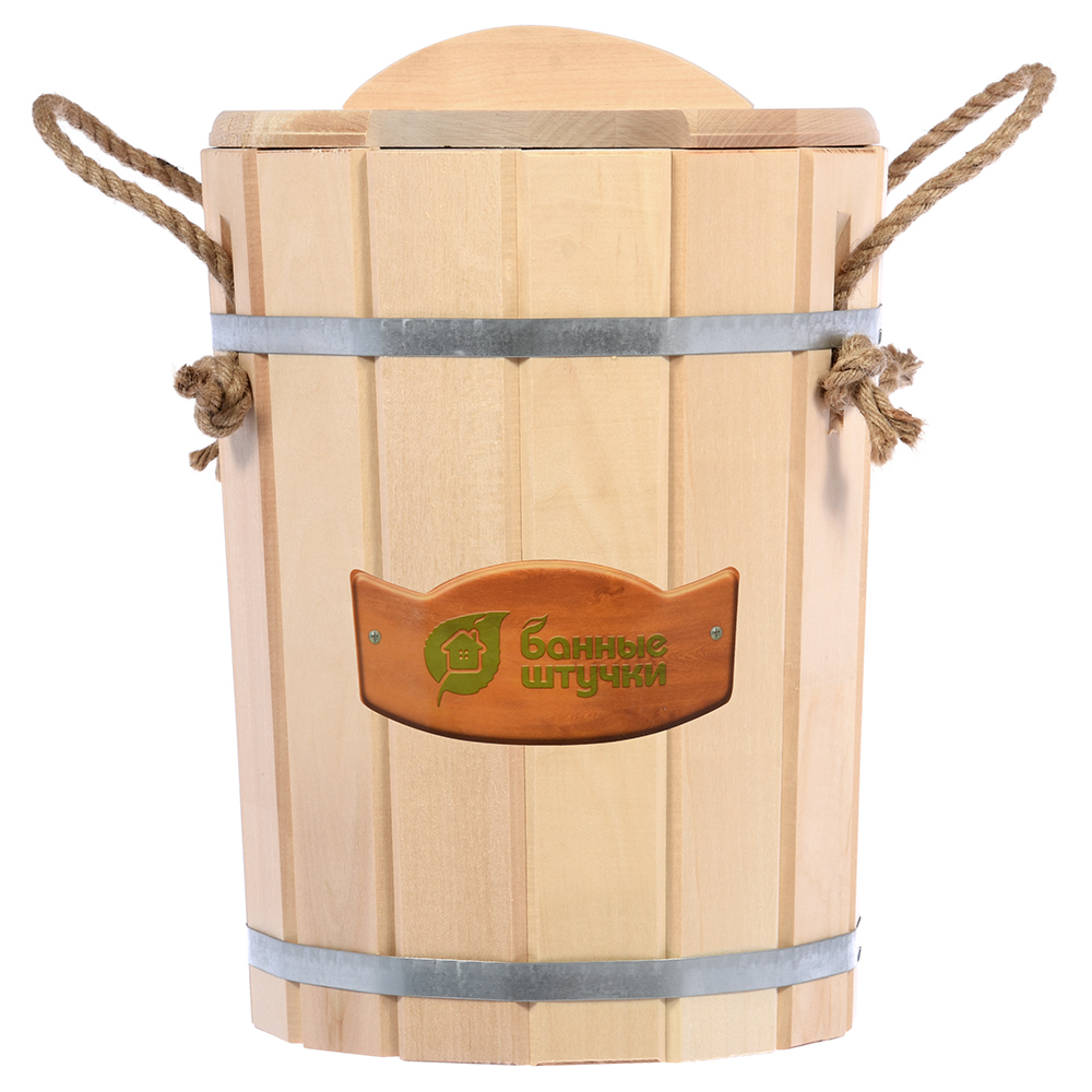 

Запарник 9 л. с пластиковой вставкой с крышкой, липа, "Банные штучки" в кор./1