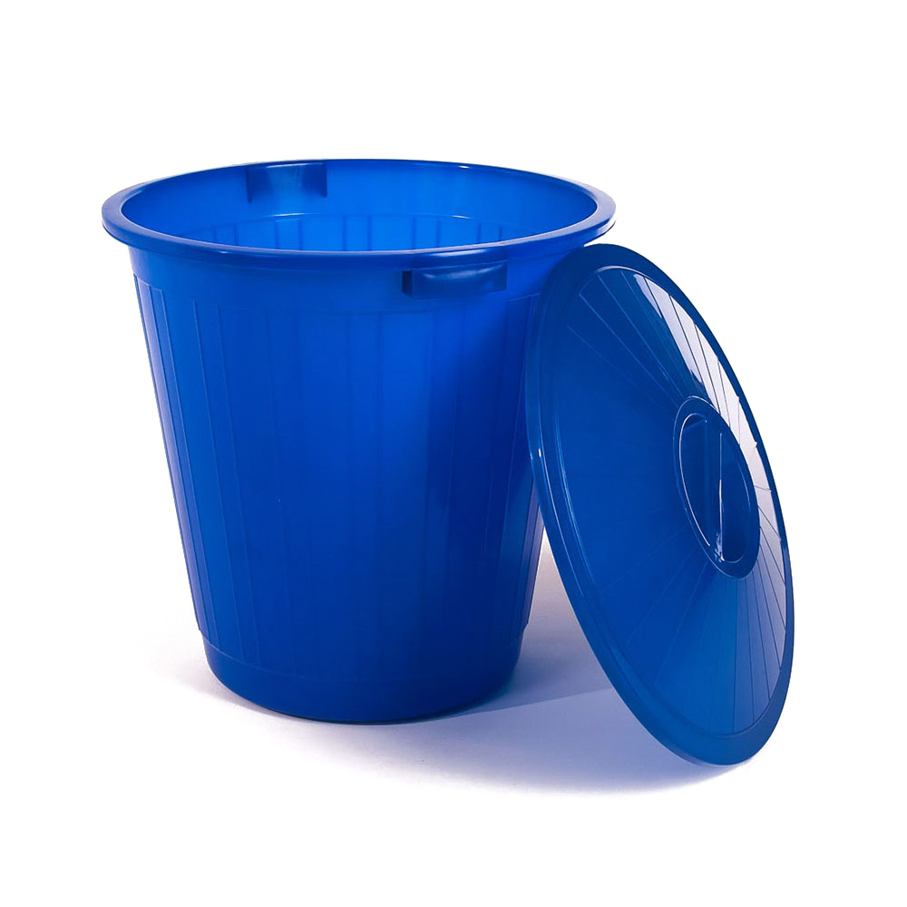 Мусорный бак Элластик-пласт пластиковый с крышкой 50 л синий - фото 2