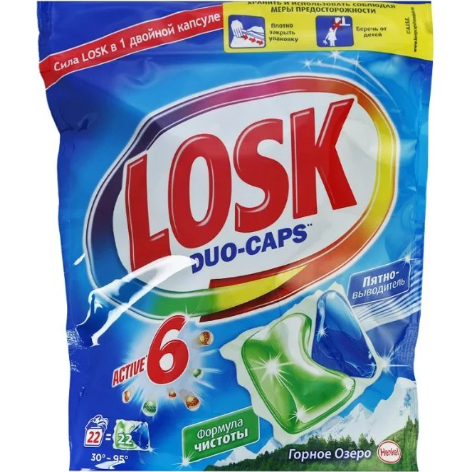 фото Капсулы для стирки losk duo-caps горное озеро 22 шт