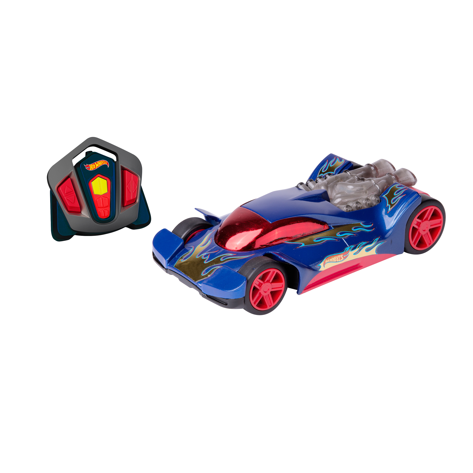

Машинка Hot Wheels на бат. свет+звук на РУ управл. синяя 23 см