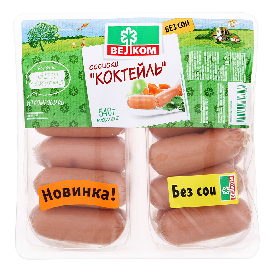 

Сосиски Велком Коктейль 540 г