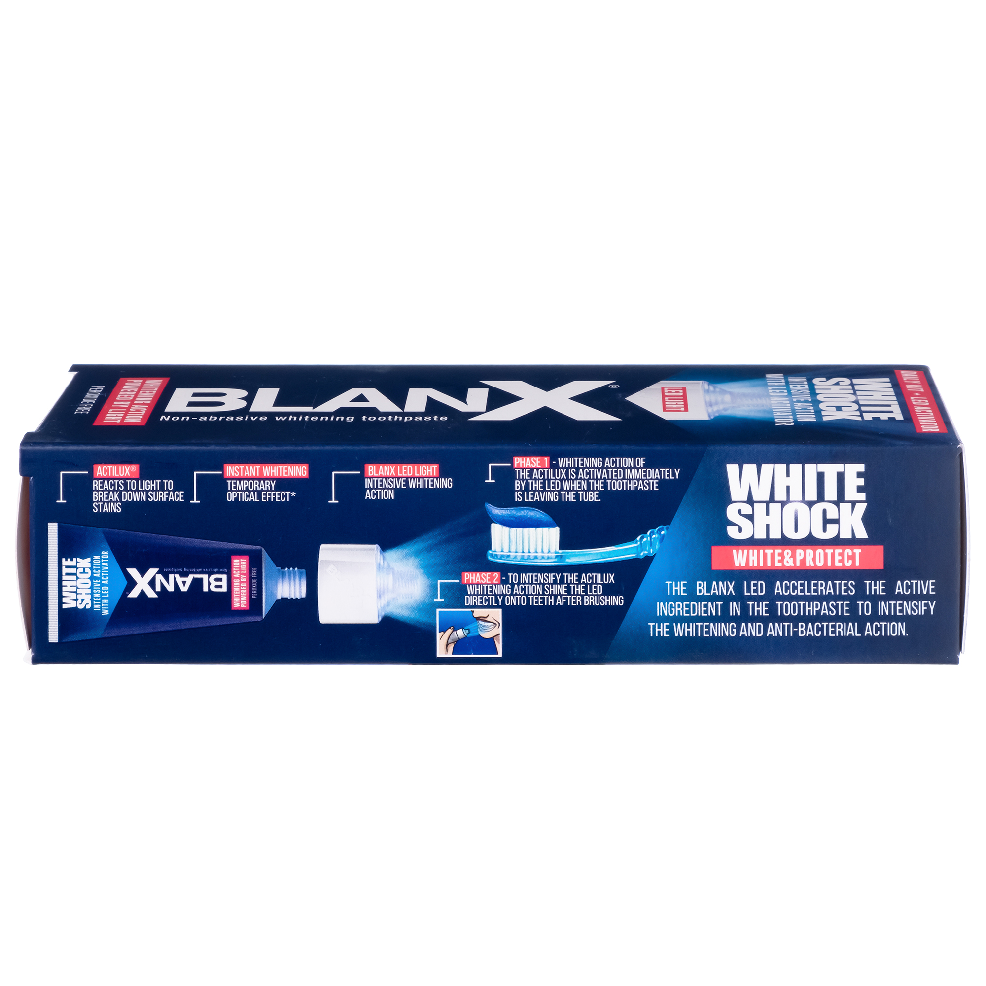 фото Паста зубная blanx white shock blue formula 50 ml + blanx led вайт шок (со светоидной крышкой), 50 мл (ga1184700)