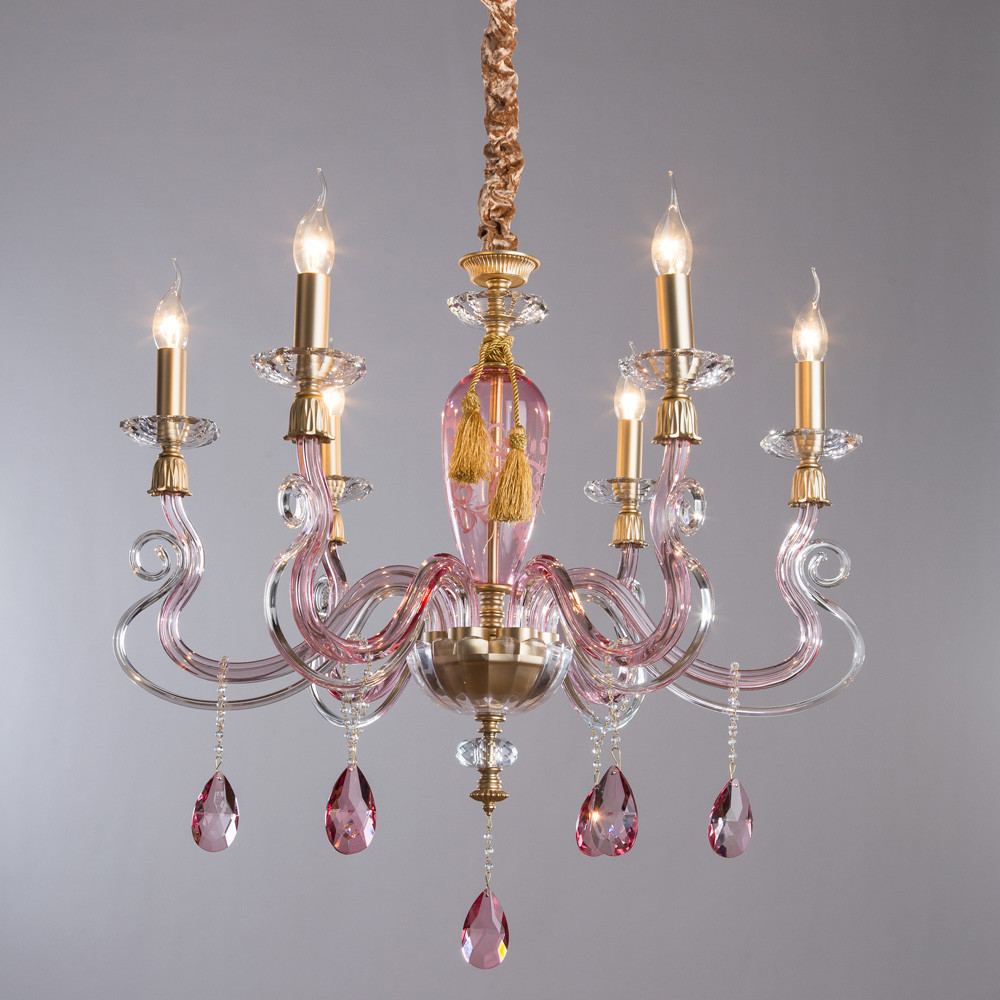 Светильник подвесной Divinare 5124/14 LM-6, цвет золото/розовый - фото 2