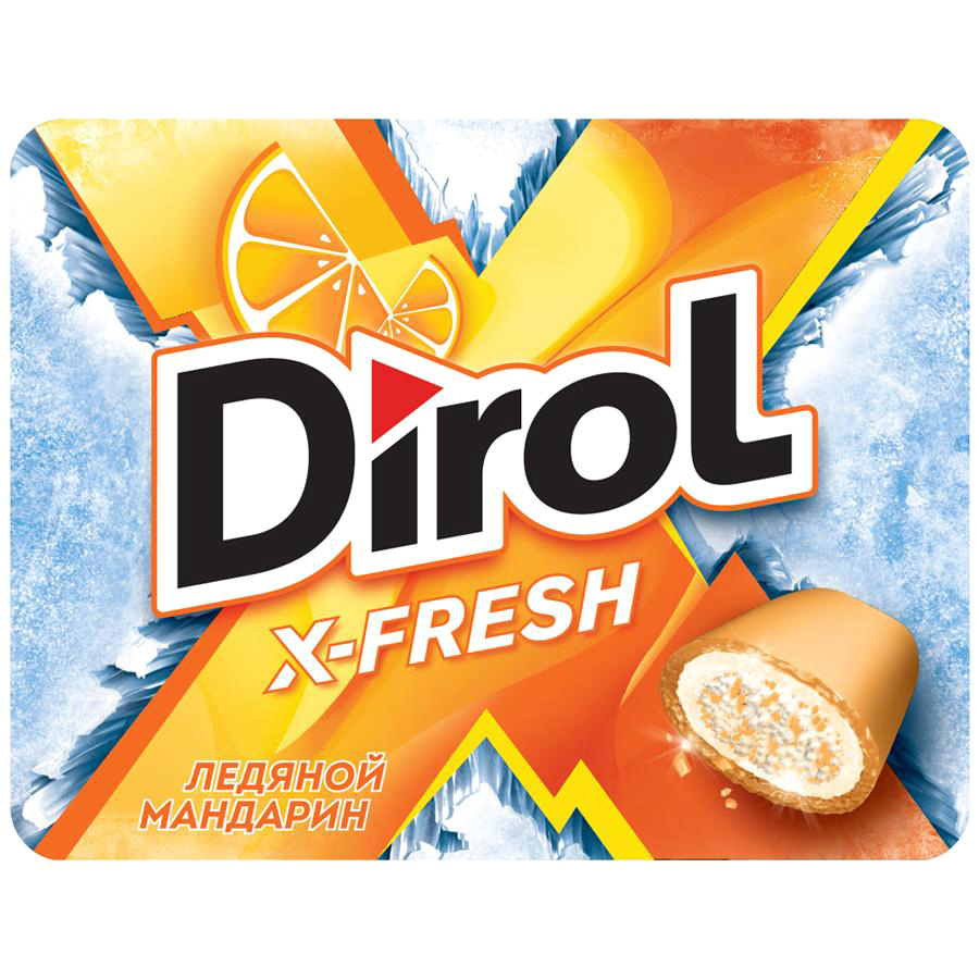 фото Жевательная резинка dirol x-fresh ледяной мандарин без сахара 16 г