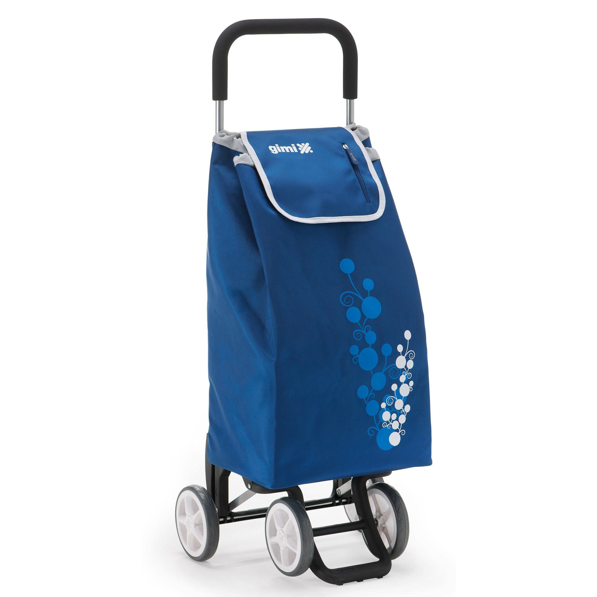 фото Тележка хозяйственная на колесах с сумкой gimi twin blue 41x53x92 см