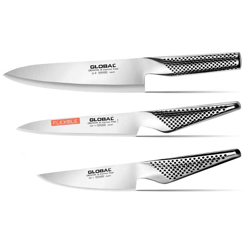 Набор кухонных ножей Global 3 предмета, цвет стальной - фото 1