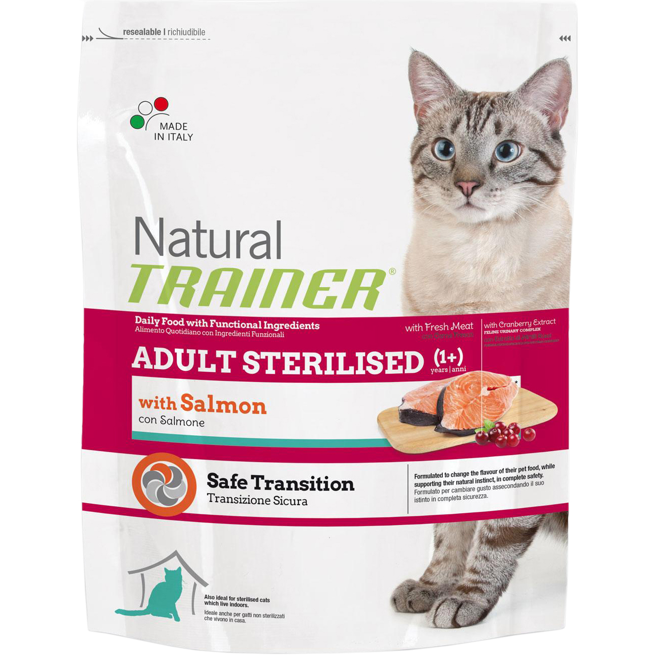 фото Корм для кошек trainer natural super premium adult sterilised with salmon для взрослых стерилизованных кошек от 1 года 300 г