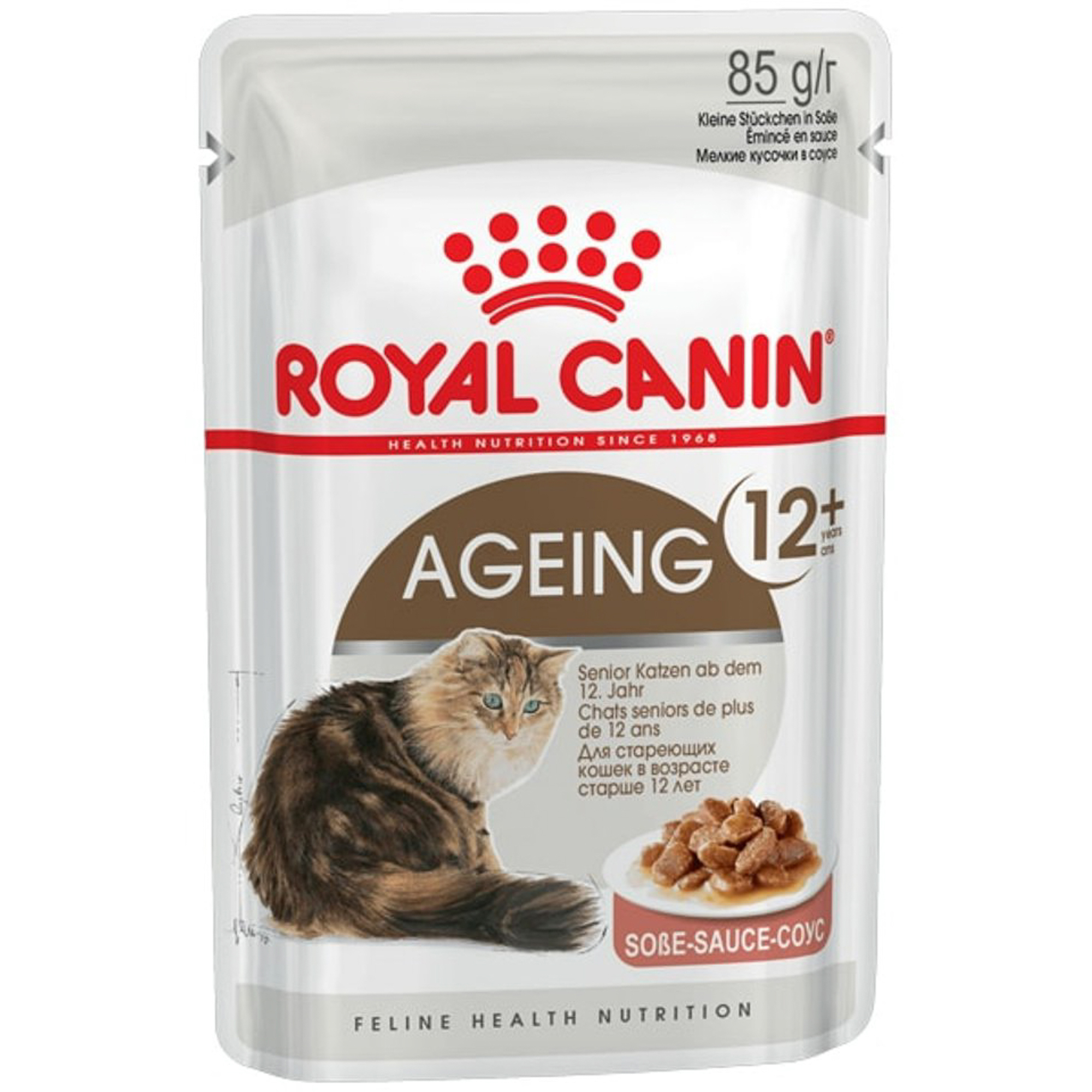 фото Корм для кошек royal canin ageing +12, для кошек старше 12 лет, измельченные кусочки в соусе, 85г