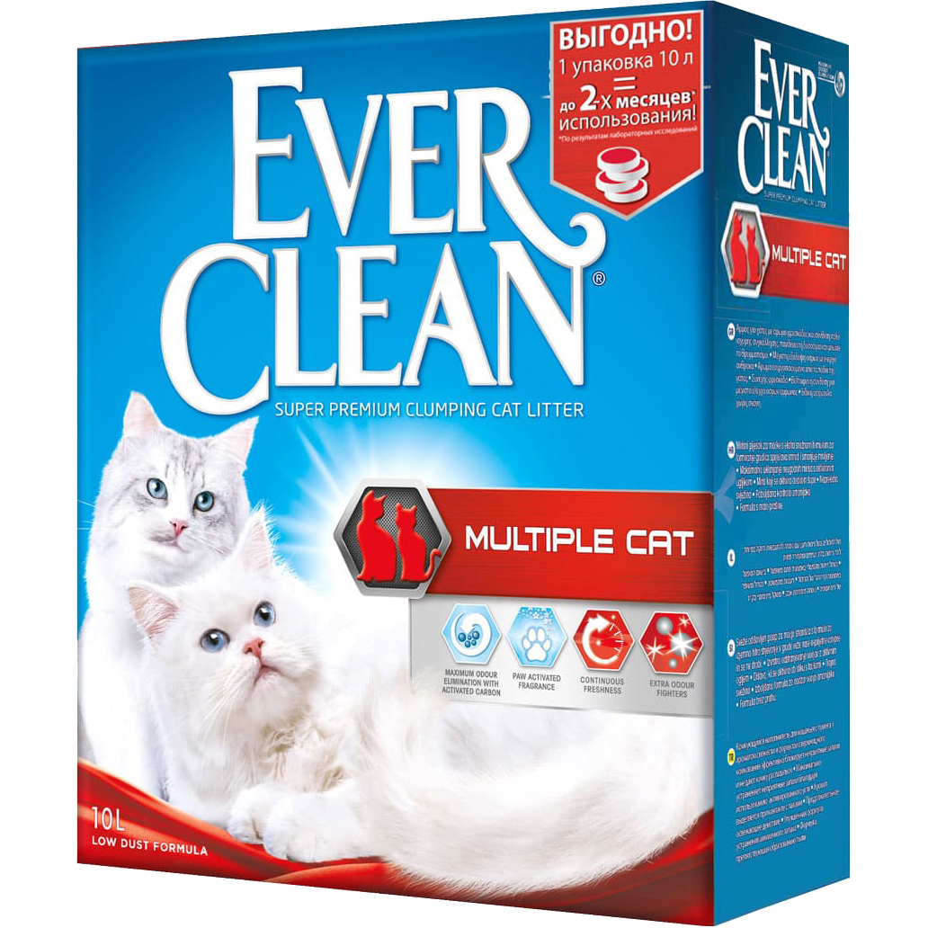 Наполнитель Ever Clean Multiple Cat комкующийся для нескольких кошек 10 л