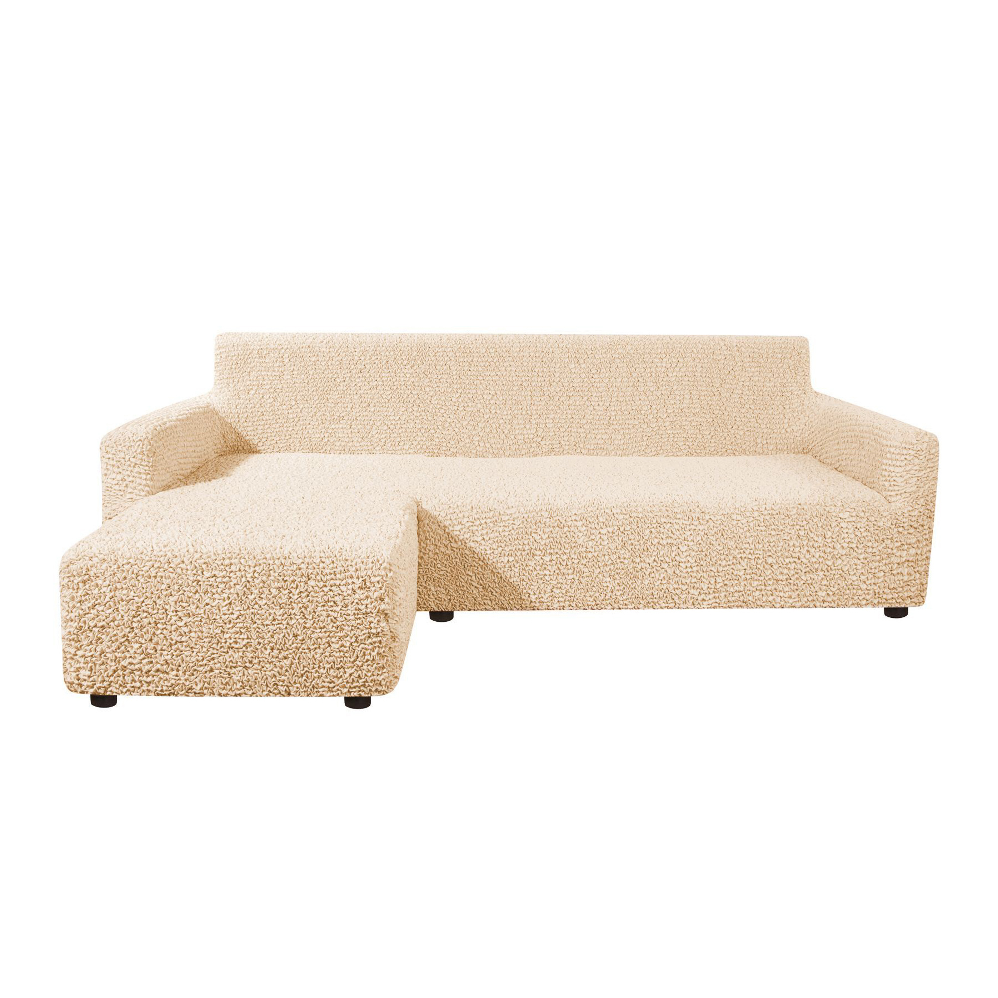 фото Чехол на угловой диван с левым выступом микрофибра ваниль еврочехол