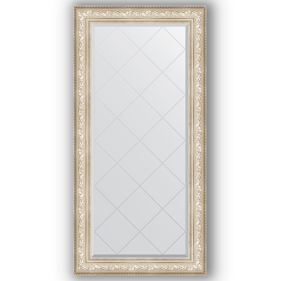фото Зеркало гравировкой в багетной раме evoform серебро 80x162 см