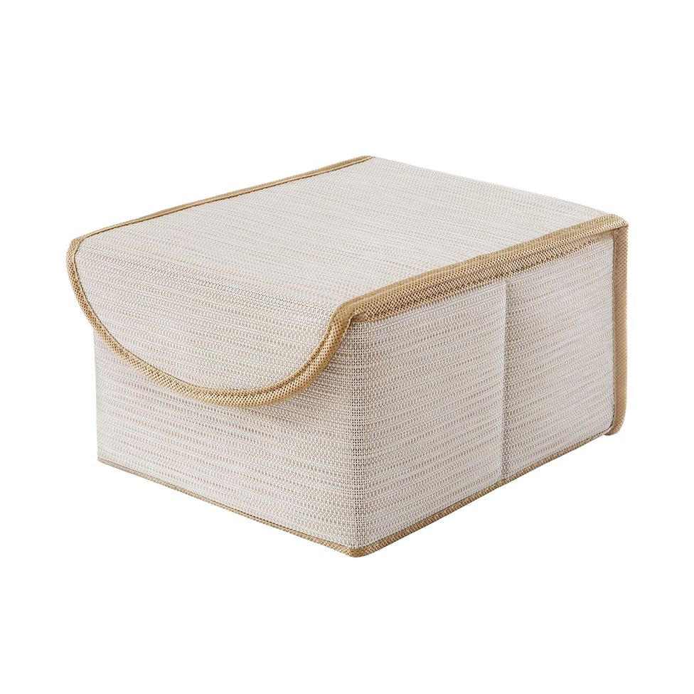 Коробка для хранения Casy Home с крышкой бежевая 21х26х15 см