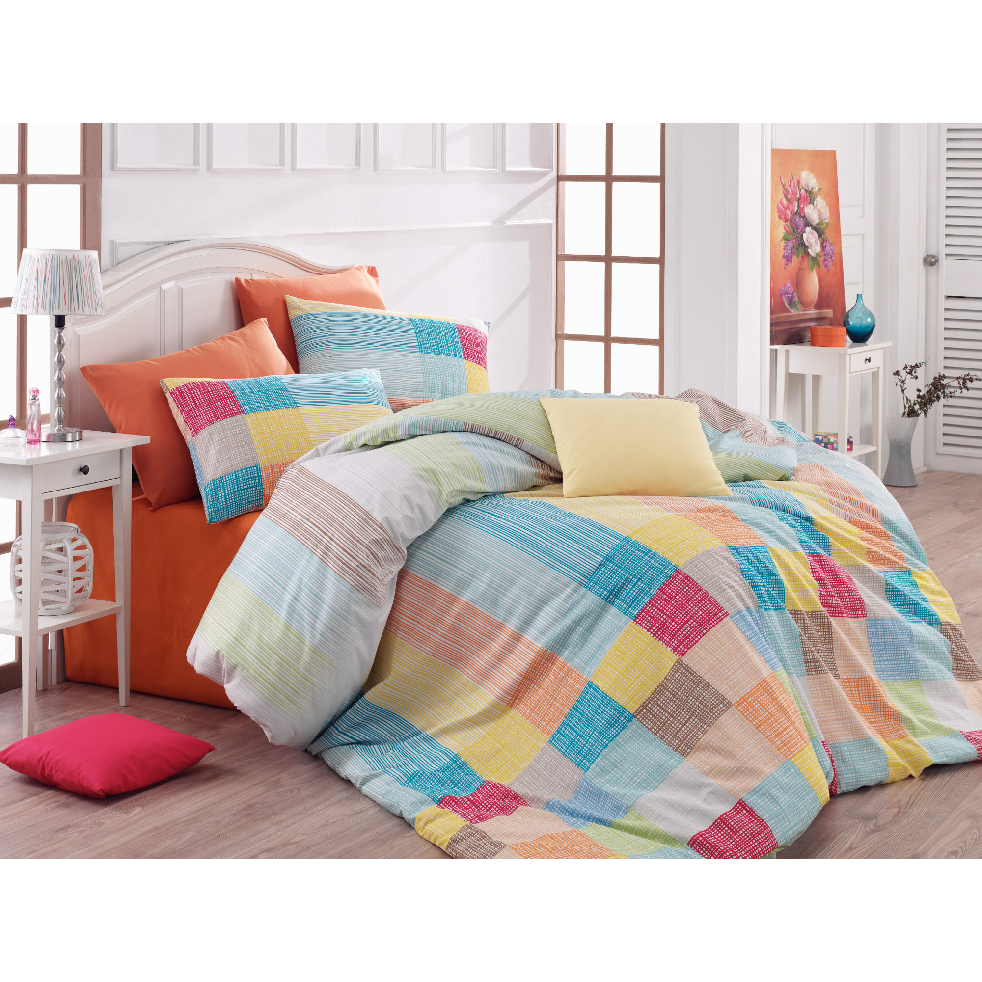 

Постельный комплект Bahar Karo Orange, Оранжевый;голубой;желтый;розовый;зеленый;коричневый