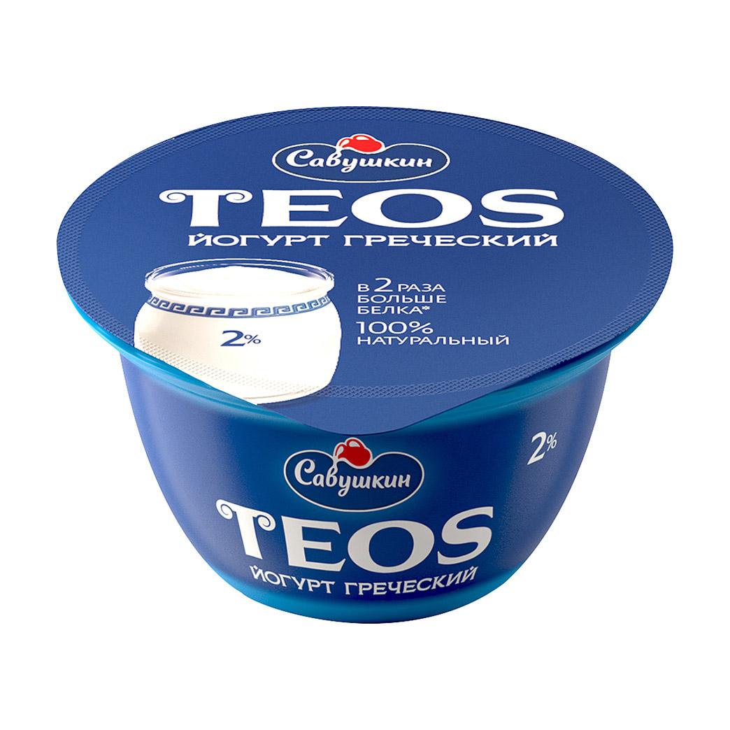 Йогурт Савушкин продукт Греческий Teos натуральный 2% 140 г - фото 1