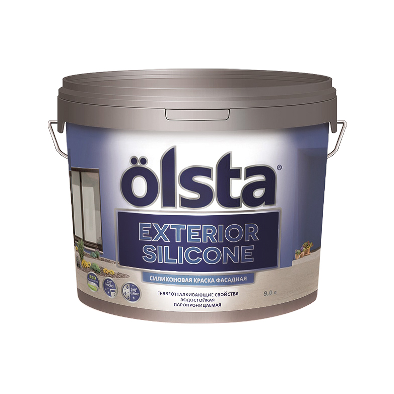 фото Краска olsta exterior silicone фасадная база с 9 л