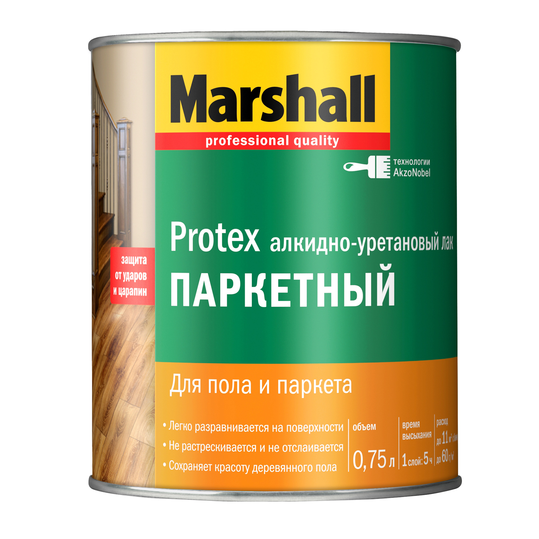 фото Лак паркетный полуматовый marshall protex (0,75л)