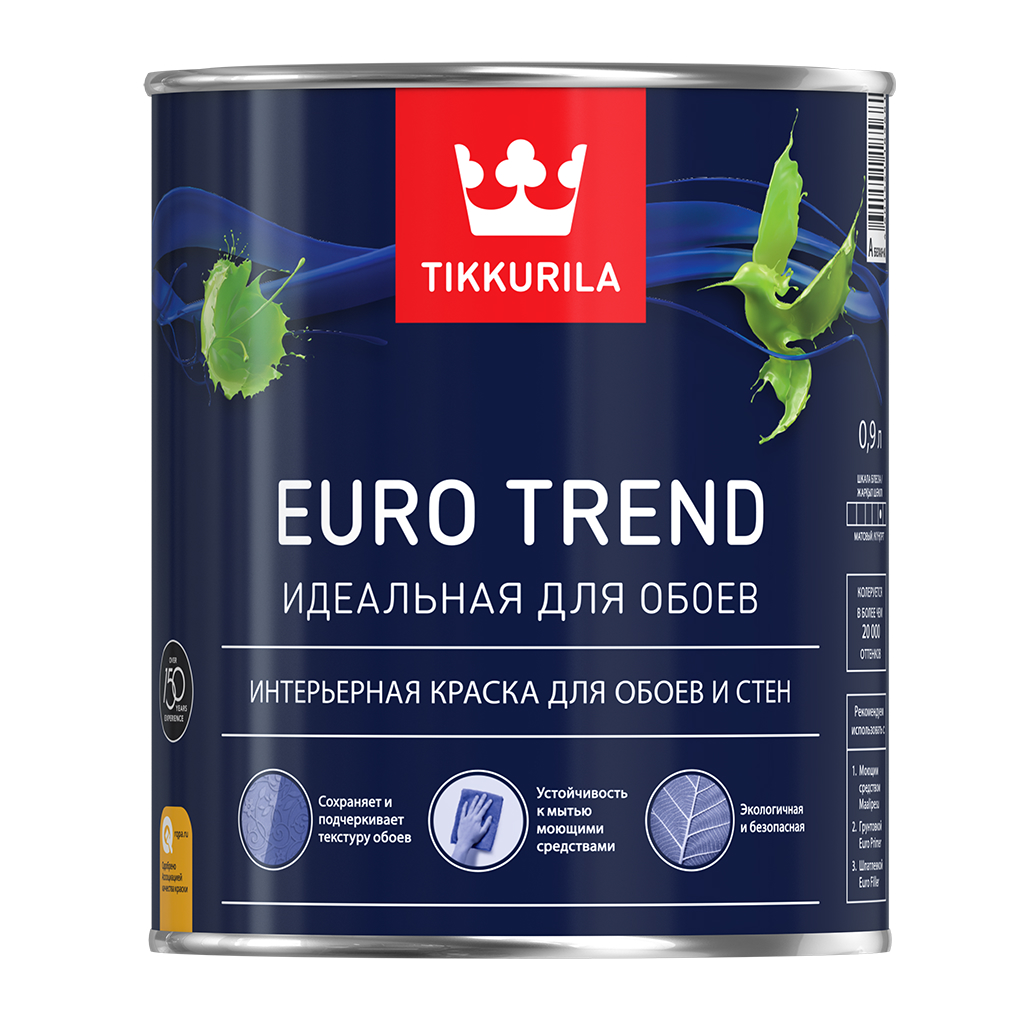 фото Краска tikkurila euro trend интерьерная для обоев и стен 0.9л тиккурила ойл