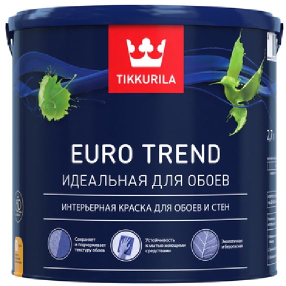 фото Краска tikkurila euro trend интерьерная для обоев и стен 2.7л тиккурила ойл
