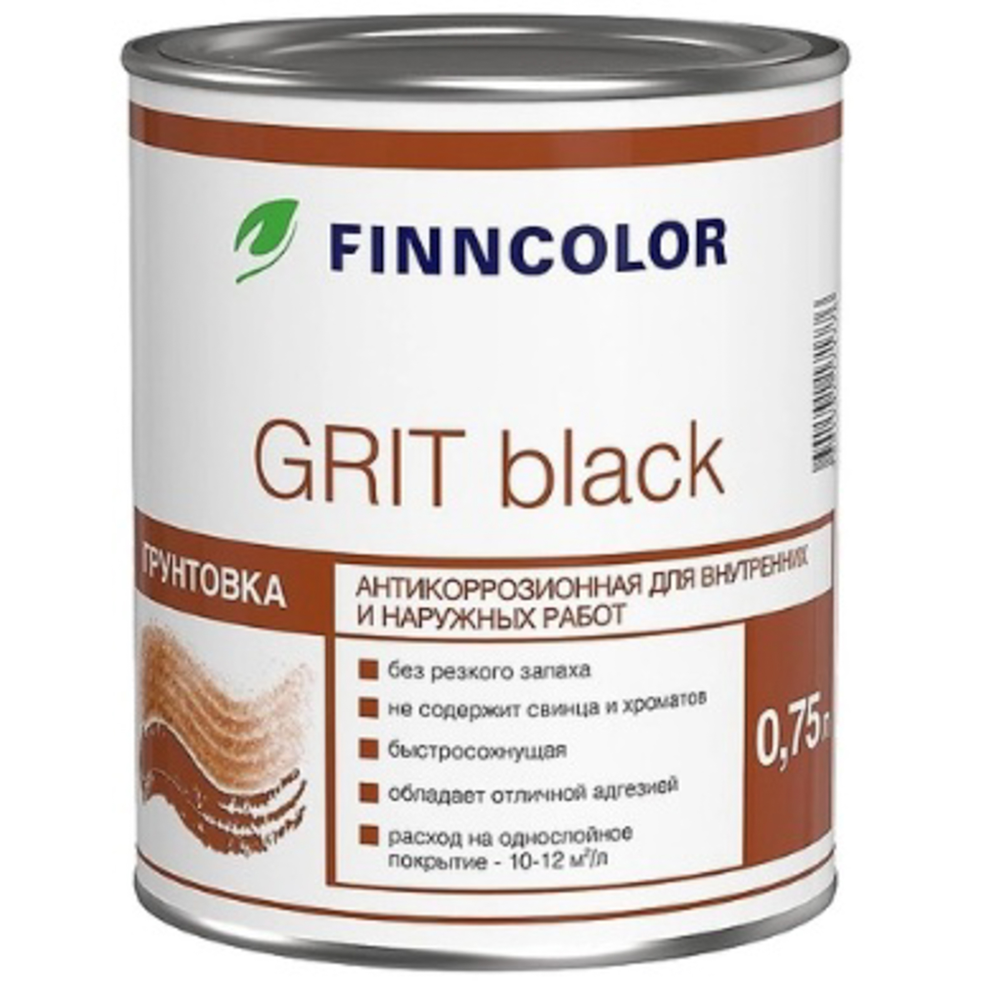 

Грунтовка антикоррозионная Finncolor grit black белая 0.75 л