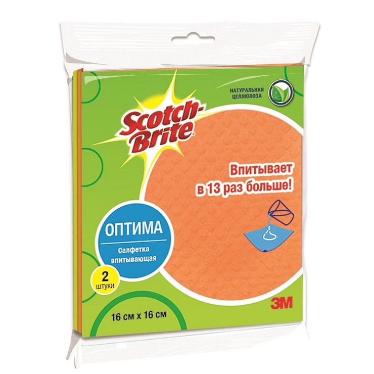 фото Салфетка впитывающая scotch-brite оптима 2 шт 3m