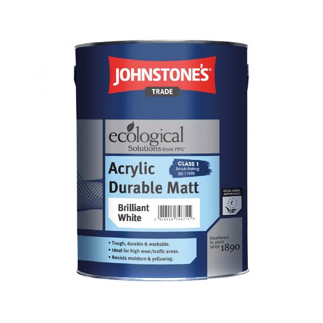 фото Краска johnstones acrylic durable brilliant white 10 л