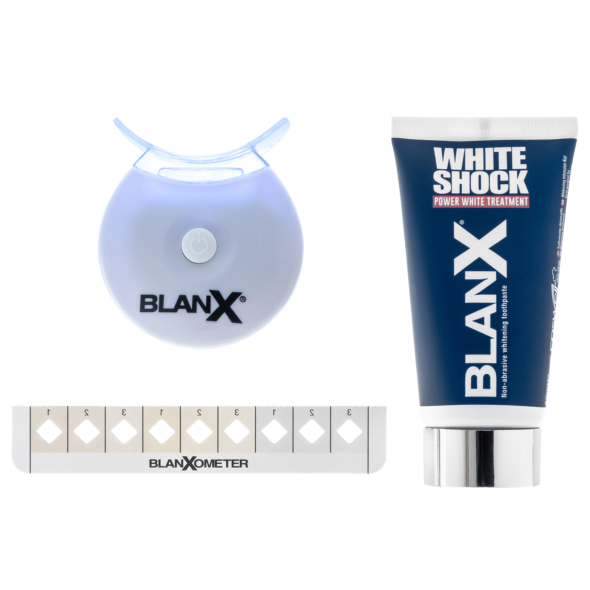 фото Паста зубная blanx whith shock treatment + led bite (rus) отбеливающий уход+световой активатор, 50 мл (ga1327900)