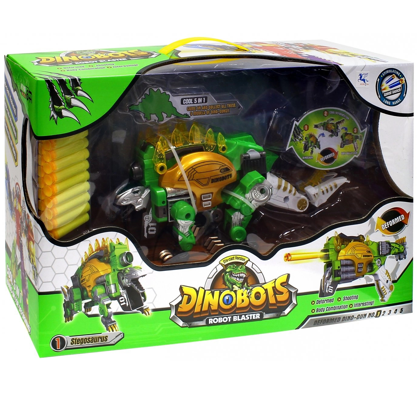 Робот-бластер Junfa Dinobots 2 в 1 - Стегозавр, зеленый