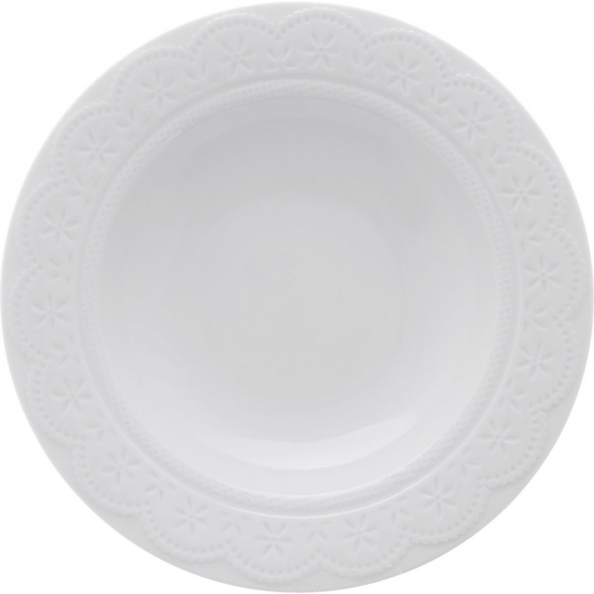 Тарелка суповая WALMER Charlotte 22 см, цвет белый - фото 1