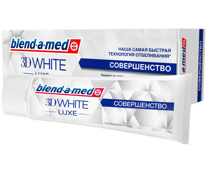 фото Зубная паста blend-a-med 3d white luxe совершенство для отбеливания и защиты от потемнений эмали, прохладная мята, 75 мл