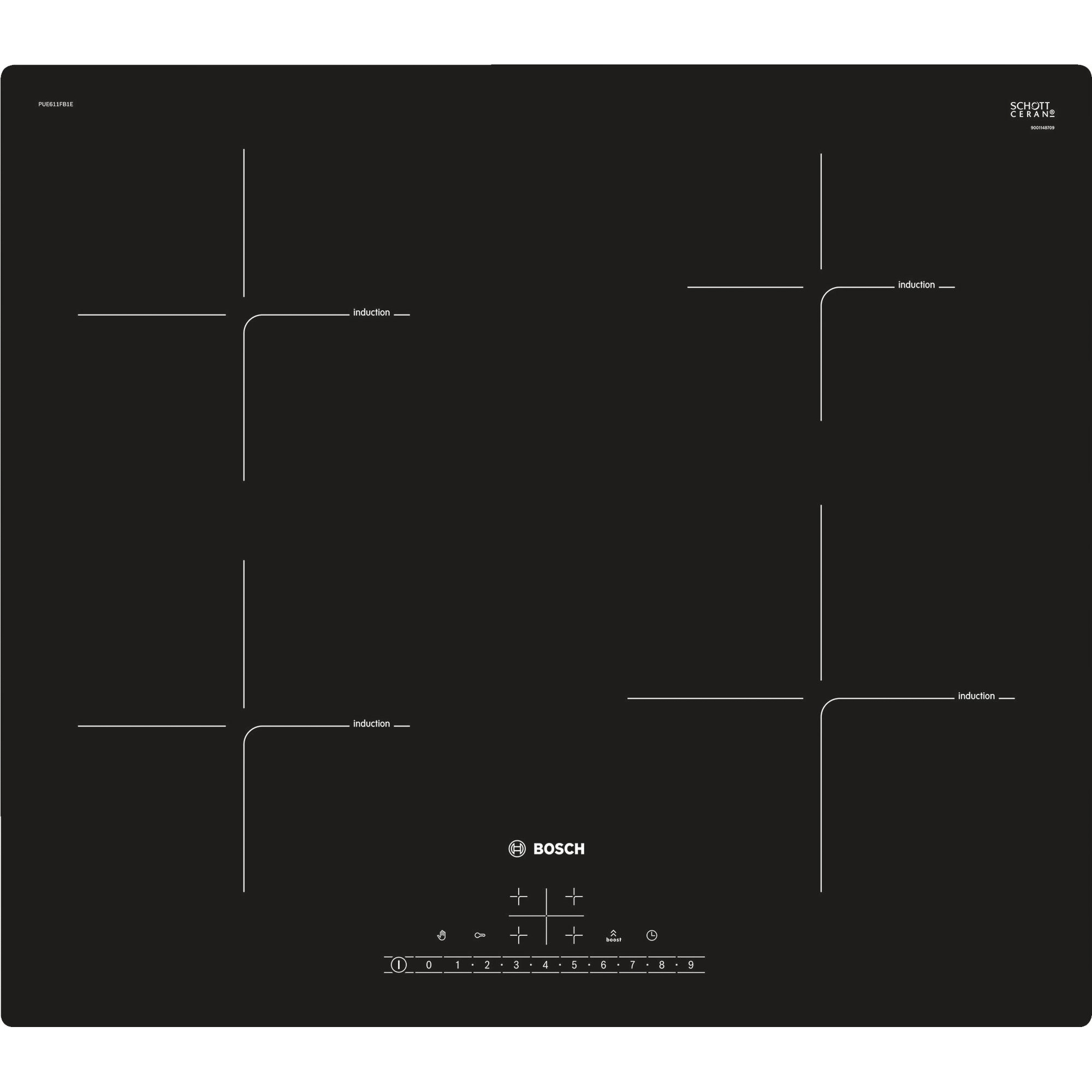 Варочная поверхность Bosch PUE611FB1E, цвет черный, размер да - фото 1