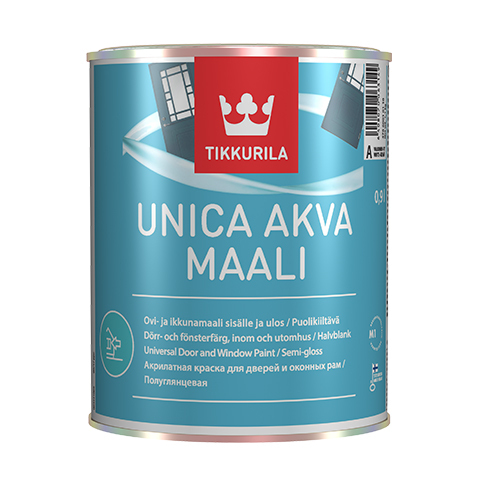фото Краска для окон и дверей полуглянцевая tikkurila unica akva 0.9 л