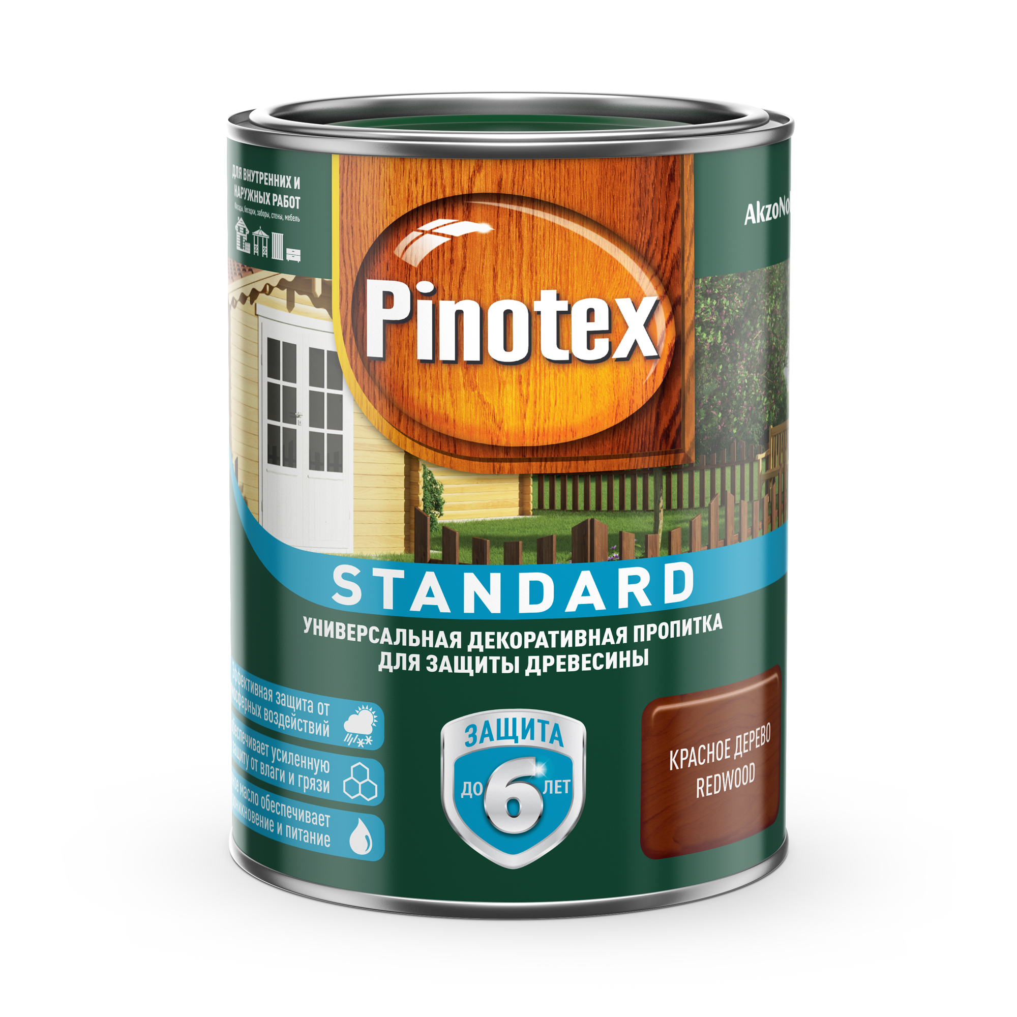 Пропитка Pinotex стандарт 0.9л красное дерево