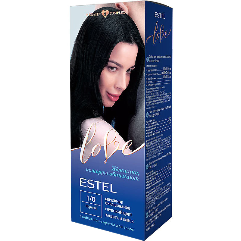 фото Крем-краска для волос estel love 1/0 черный 115 мл