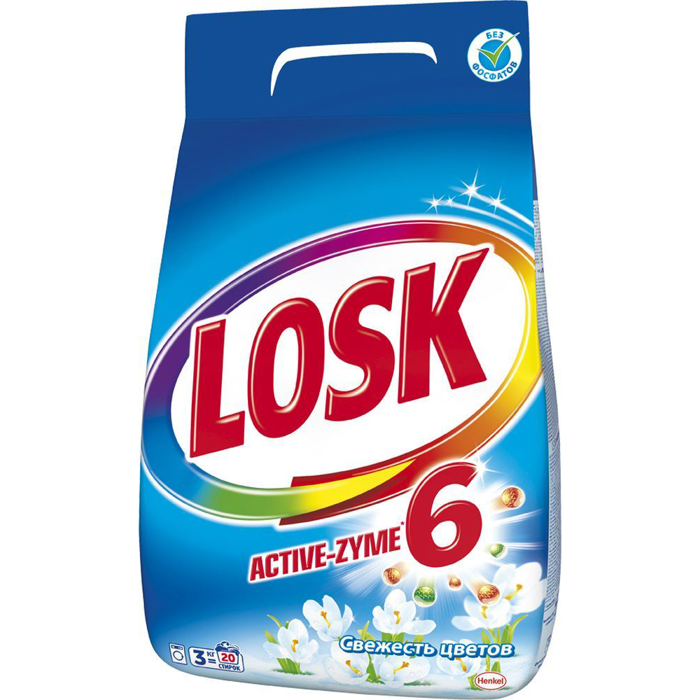 фото Стиральный порошок losk active-zyme 6 свежесть цветов 3 кг