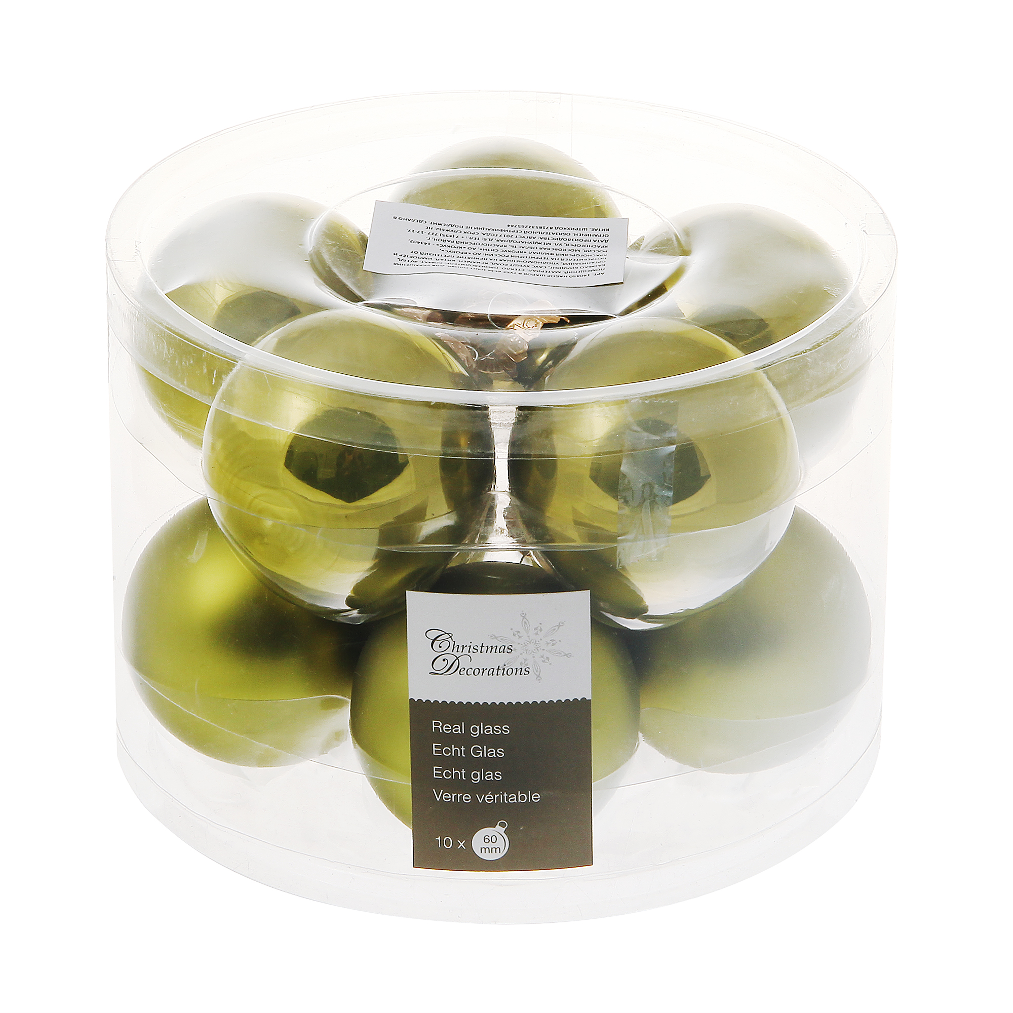 

Набор шаров в тубе 6см 10шт оливковые Kaemingk