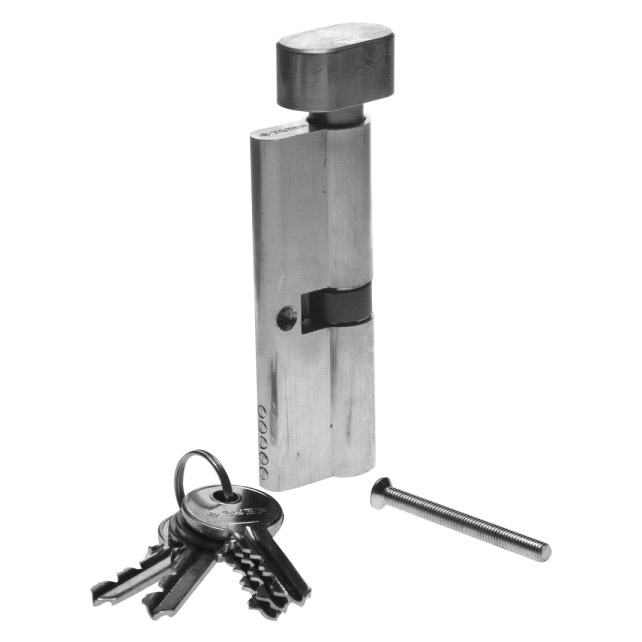 Механизм цилиндровый Зубр хром 5-pin 90 мм тип ключ-защелка