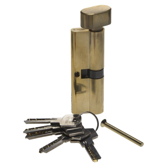 Механизм цилиндровый Зубр латунь 6-pin 90 мм тип ключ-защелка