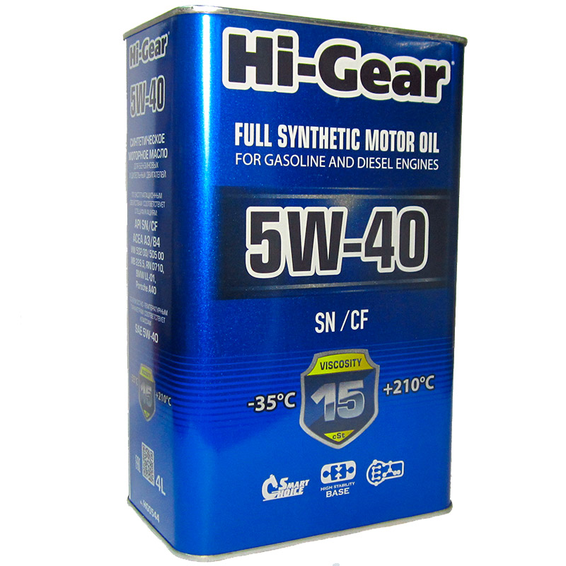 Масло моторное синтетическое 4л 5w-40 sn/cf Hi-gear Hg0544p