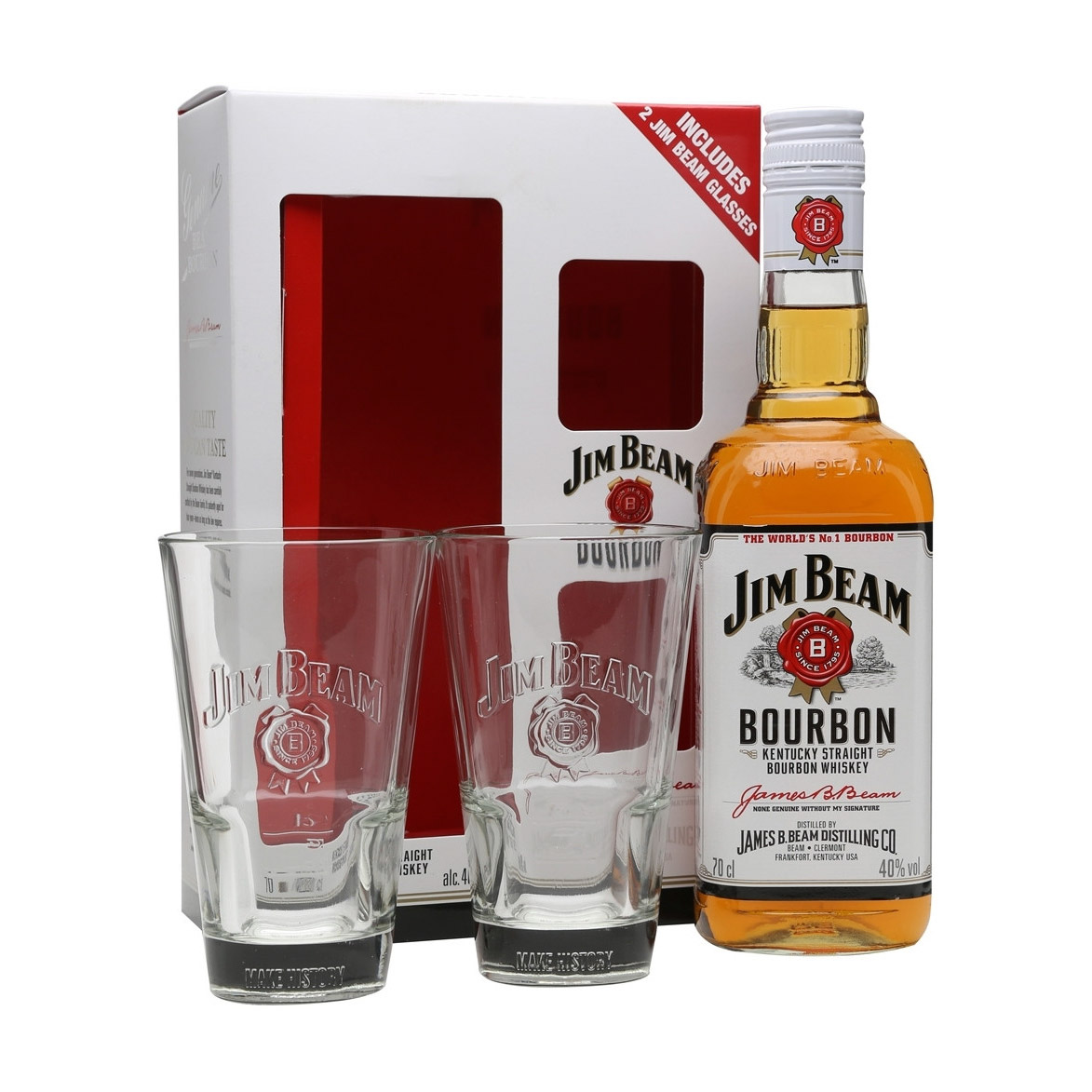 фото Виски jim beam с 2 стаканами 4 года 700 мл