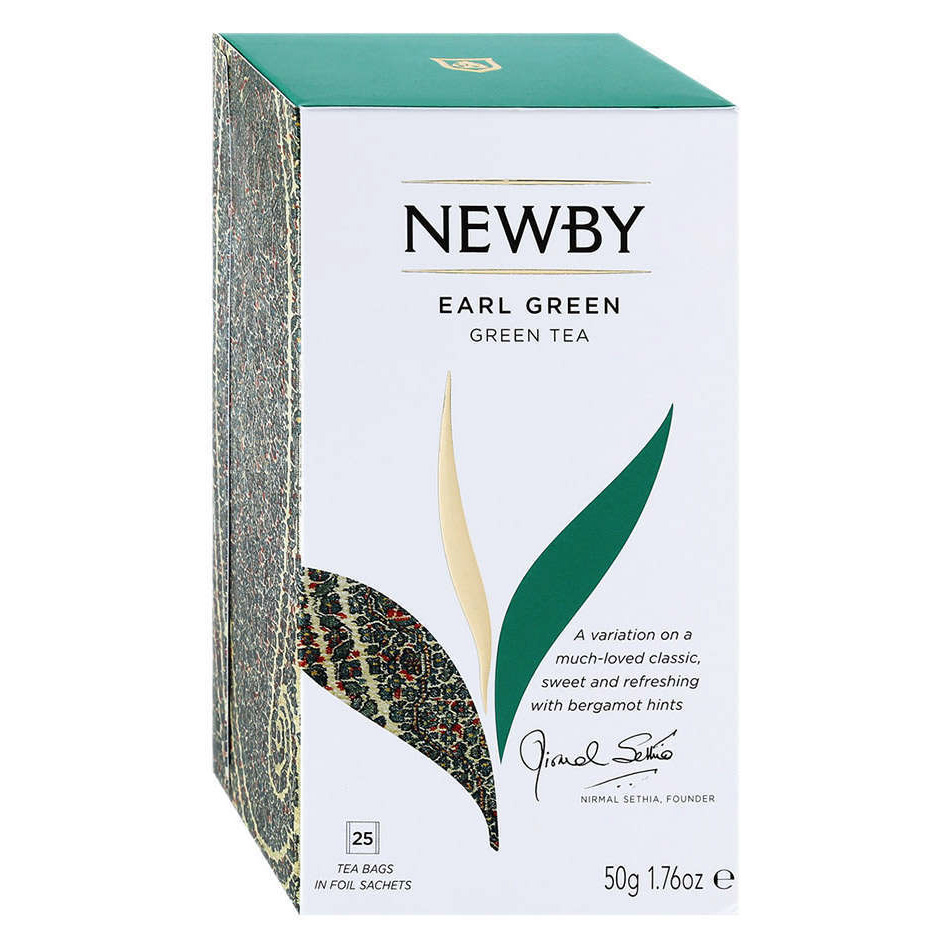 Чай зеленый Newby Эрл Грин с бергамотом 25 пакетиков