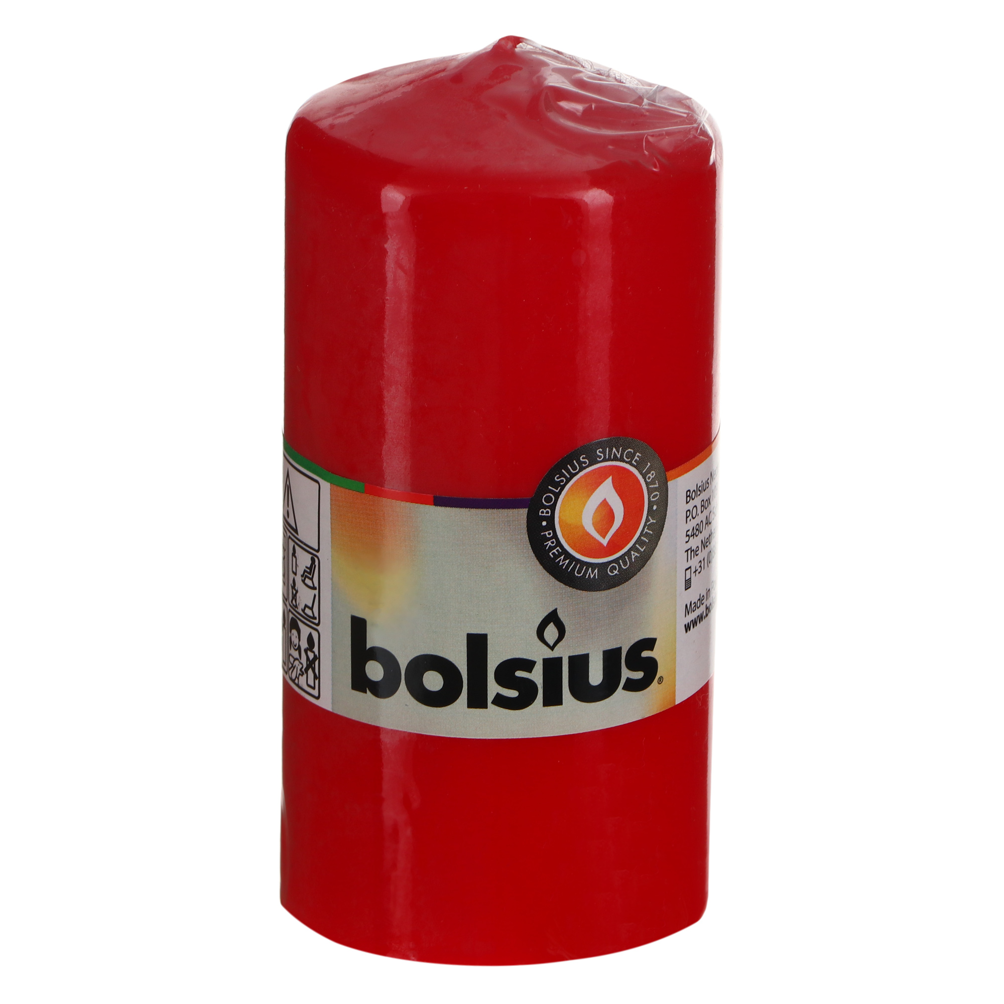 Свеча Bolsius 100/50 мм красная, цвет красный - фото 1