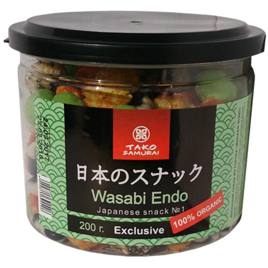 

Снэк Гороховый Tako Samurai Wasabi Endo микс с васаби, 200 г