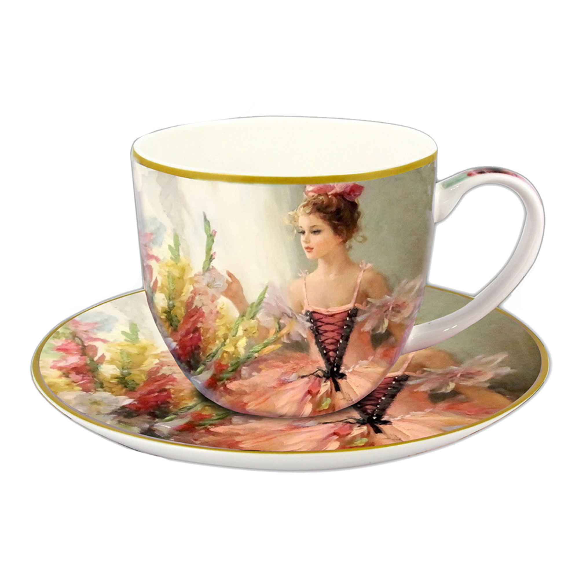 Чашка чайная с блюдцем 450 мл ностальгия Альпийские цветы