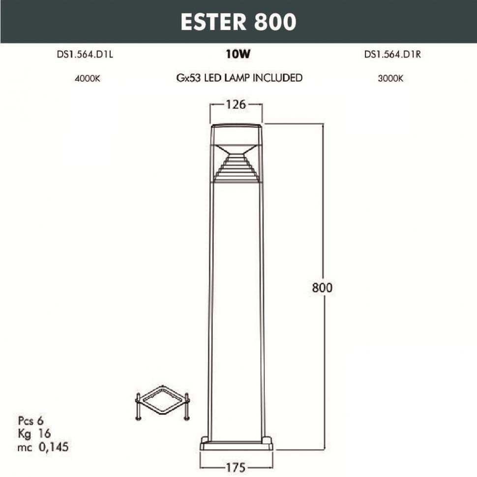 Садовый светильник-столбик FUMAGALLI ESTER 800 DS1.564.000.AXD1L, цвет черный - фото 2