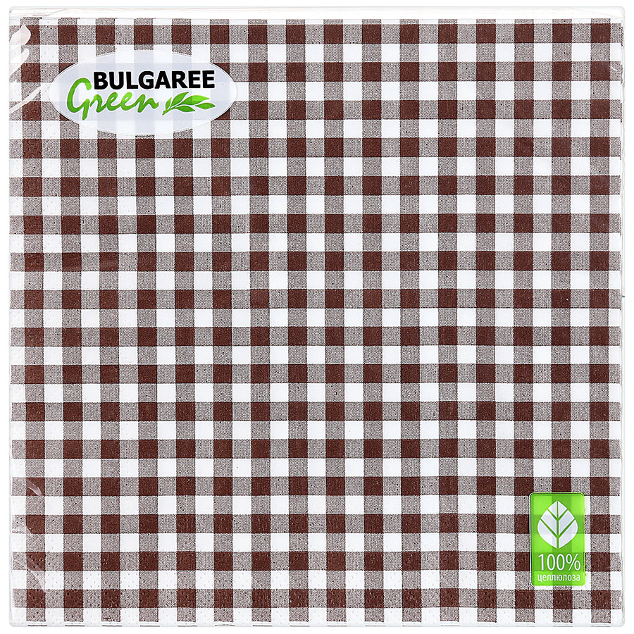 фото Салфетки bulgaree green клетка кофейная 33х33 см 20 шт