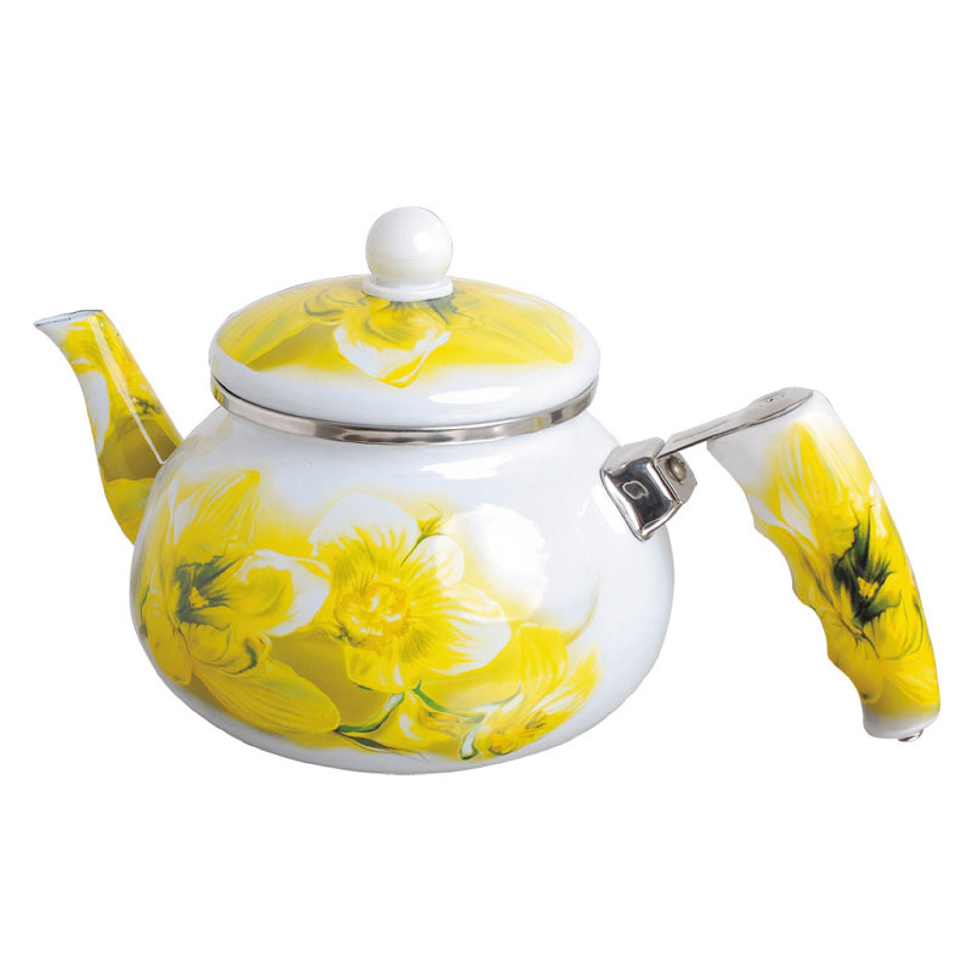 

Чайник с фарфоровой ручкой 2.0л Bohmann, Белый с цветочным декором