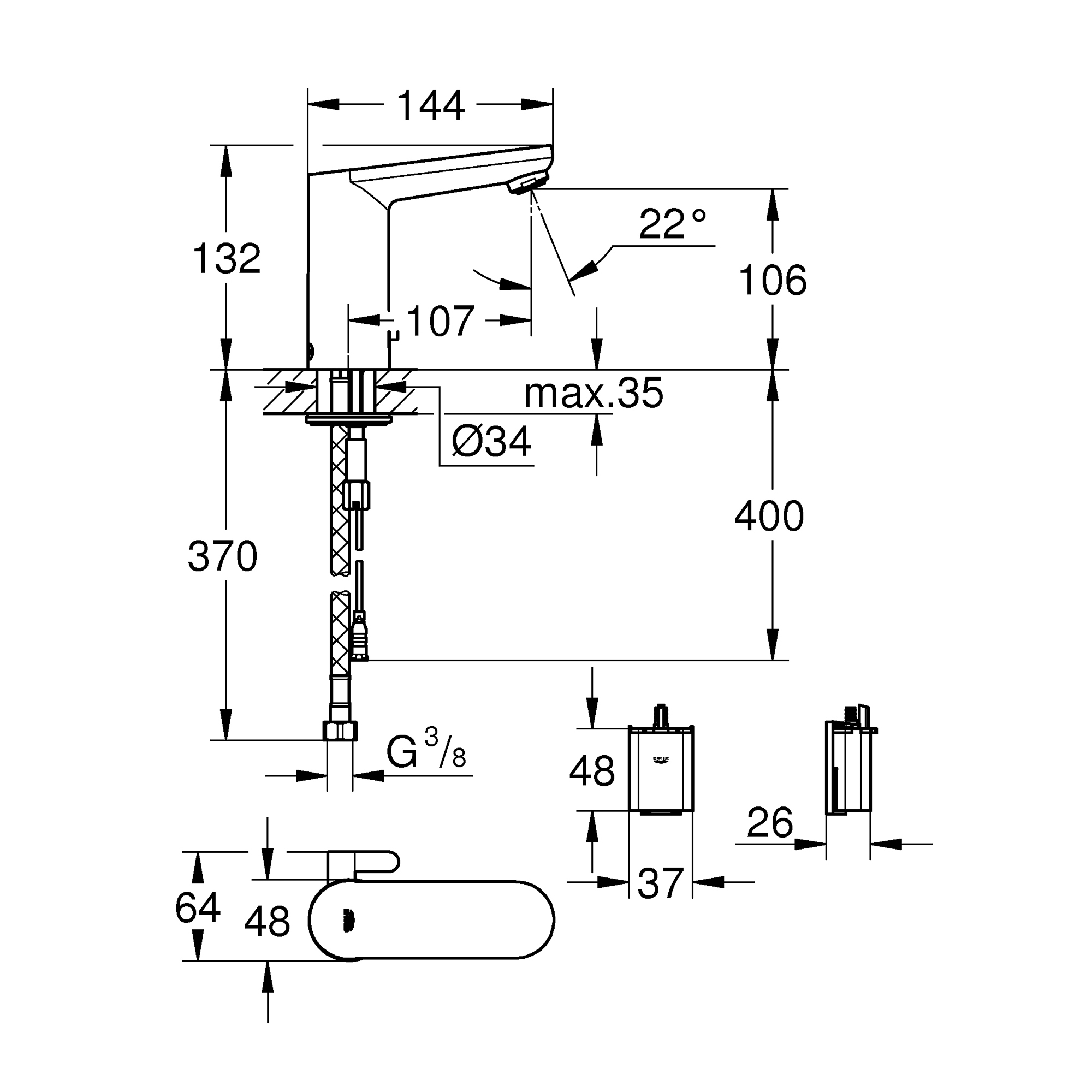 фото Смеситель для раковины инф электрон get grohe