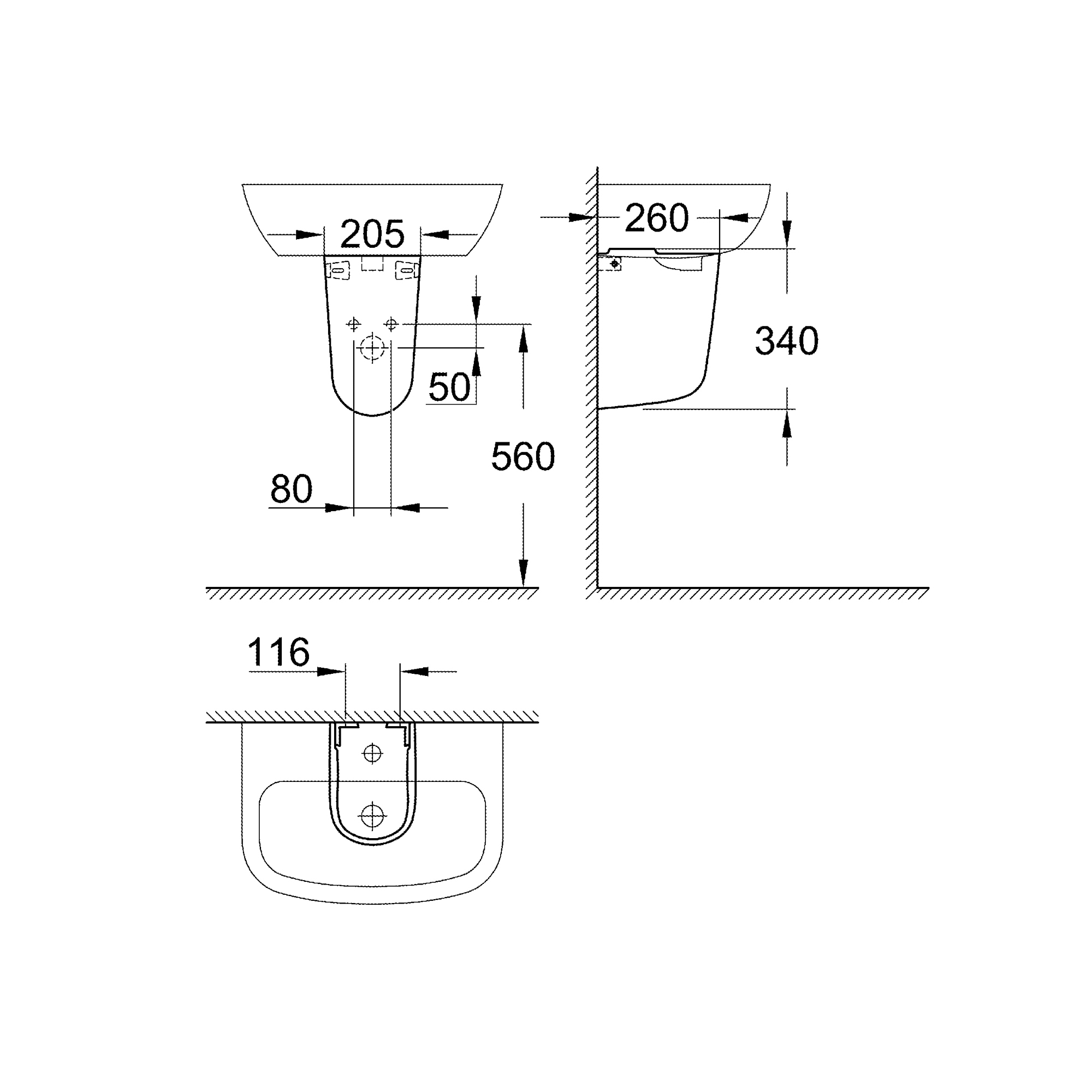 фото Раковина grohe bau ceramic 55 см, альпин-белый (39440000)