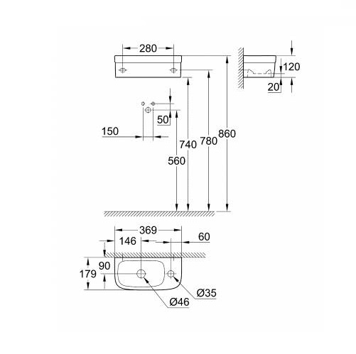 фото Раковина компактная 30x20 grohe euro ceramic